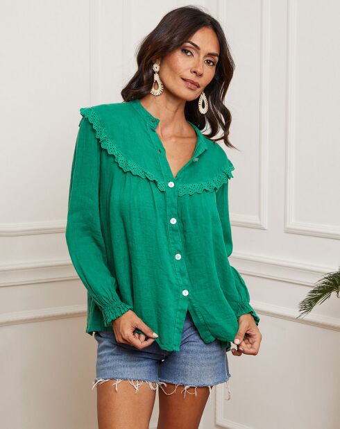 Chemise 100% Lin Camelo verte