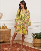 Robe en Lin mélangé Cholewa imprimé jaune