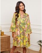 Robe en Lin mélangé Cholewa imprimé jaune
