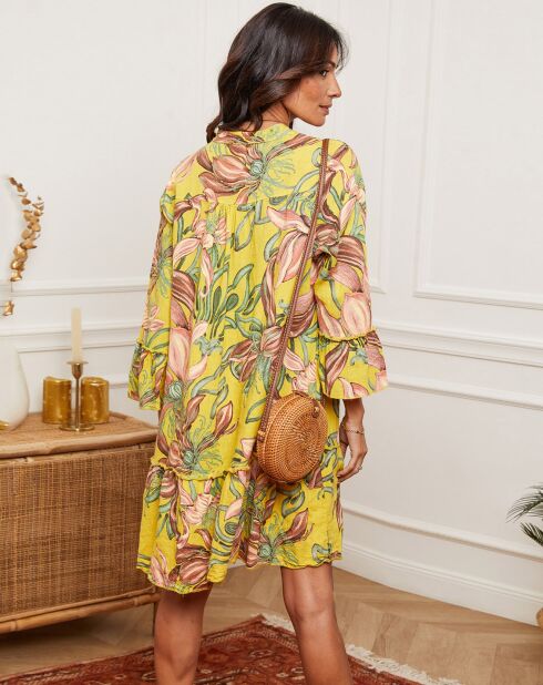 Robe en Lin mélangé Cholewa imprimé jaune