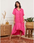 Robe 100% Lin Daor fushia