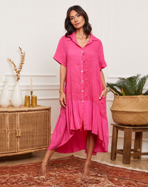 Robe 100% Lin Daor fushia