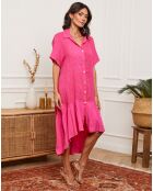 Robe 100% Lin Daor fushia