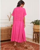 Robe 100% Lin Daor fushia