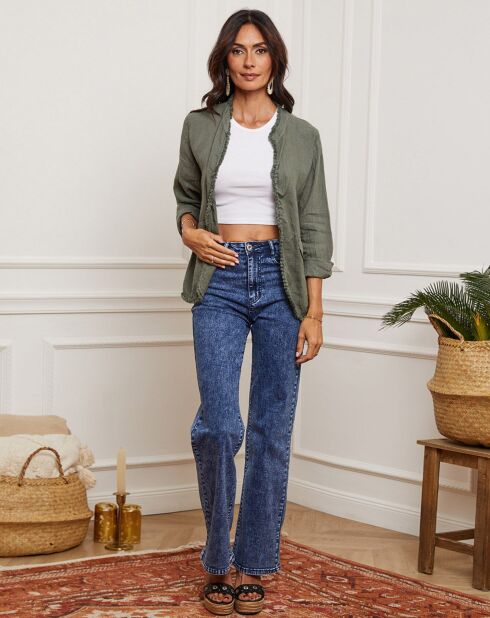 Khakifarbene Weste Ebissal aus 100% Leinen