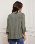 Gilet 100% Lin Ebissal kaki