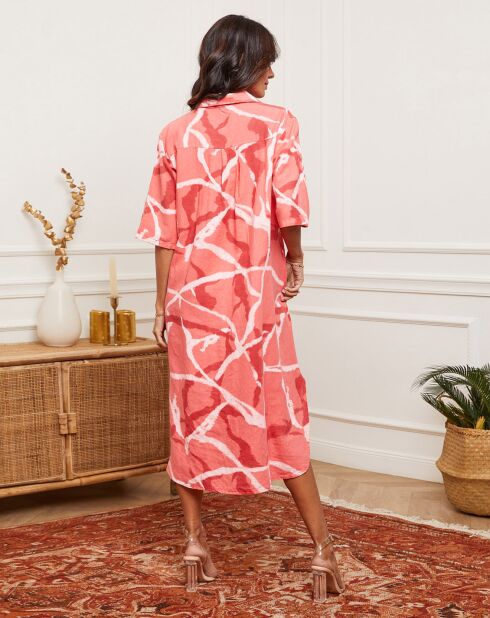 Korallenkleid Egolene aus 100% Leinen