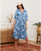 Egolene Indigo Kleid aus 100% Leinen