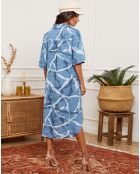 Egolene Indigo Kleid aus 100% Leinen