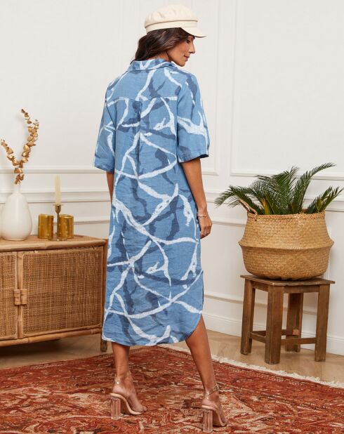 Egolene Indigo Kleid aus 100% Leinen