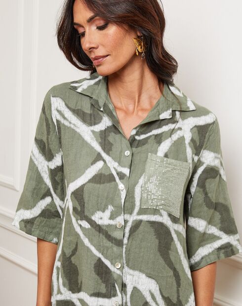 Egolene khakifarbenes Kleid aus 100% Leinen