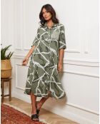 Egolene khakifarbenes Kleid aus 100% Leinen