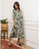 Egolene khakifarbenes Kleid aus 100% Leinen