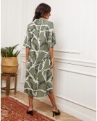 Egolene khakifarbenes Kleid aus 100% Leinen