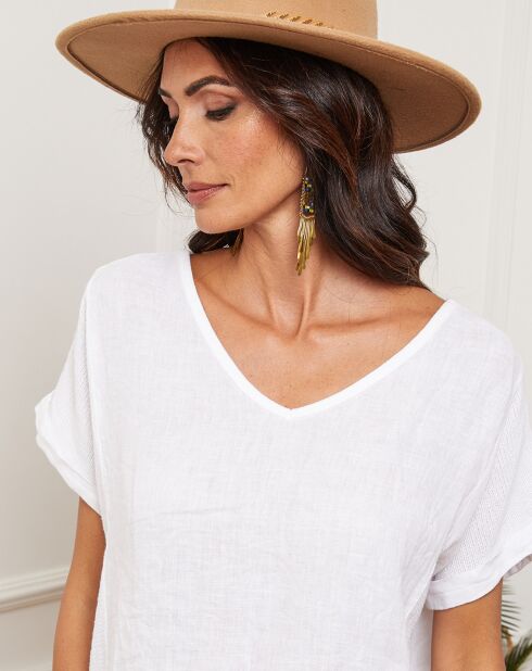 Fabioza witte top van 100% linnen