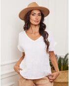 Top 100% Lin Fabioza blanc