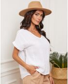 Top 100% Lin Fabioza blanc