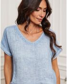 Top Fabioza sky 100% lino