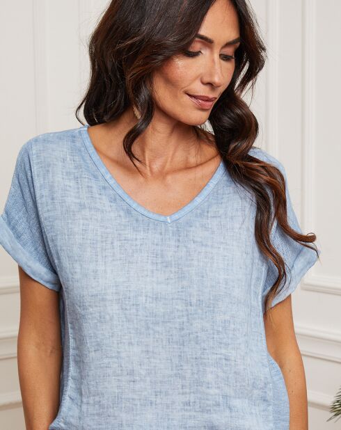Top Fabioza sky 100% lino