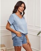 Top Fabioza sky 100% lino