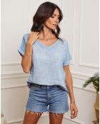 Top Fabioza sky 100% lino