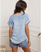 Top Fabioza sky 100% lino