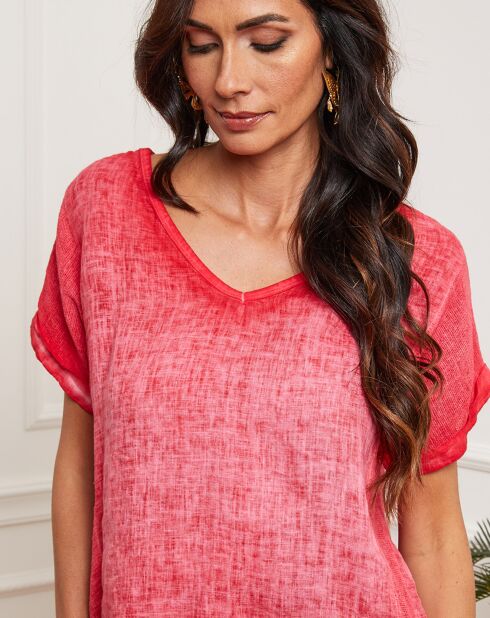 Top Fabioza lampone 100% lino