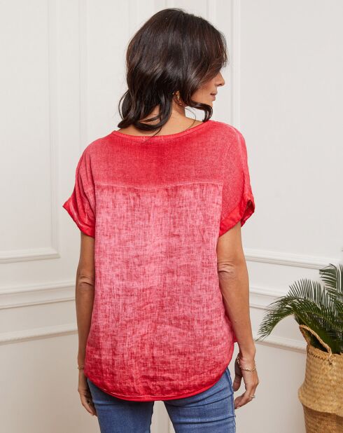 Top Fabioza lampone 100% lino