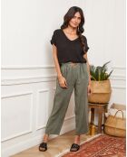 Fabioza zwarte top van 100% linnen