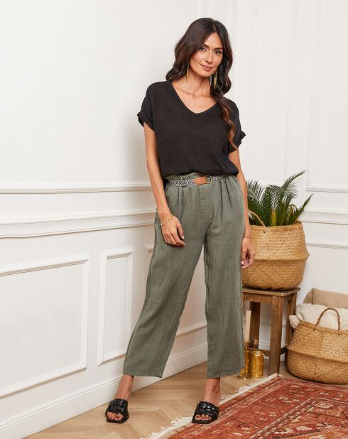 Fabioza zwarte top van 100% linnen