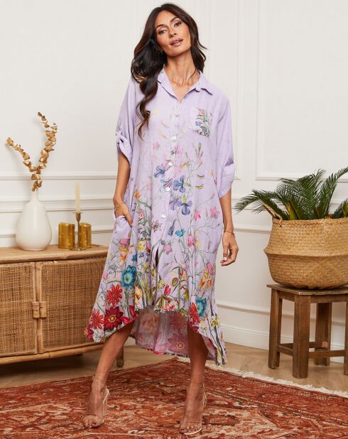 Faroudja jurk in parmablend van linnenmix