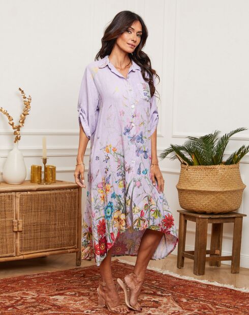 Faroudja jurk in parmablend van linnenmix