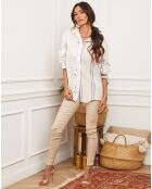 Chemise 100% Lin Fence crème/parme