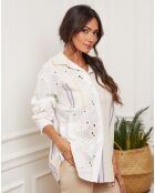 Chemise 100% Lin Fence crème/parme