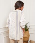 Chemise 100% Lin Fence crème/parme