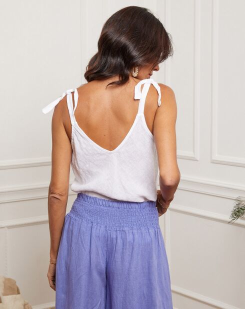 Camiseta sin mangas blanca 100% lino Filiale