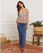 Filiale taupe tanktop van 100% linnen