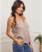 Filiale taupe tanktop van 100% linnen
