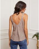 Filiale taupe tanktop van 100% linnen