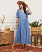 Robe 100% Lin Gustaro indigo