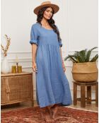 Robe 100% Lin Gustaro indigo