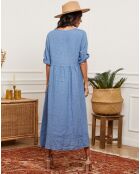 Robe 100% Lin Gustaro indigo