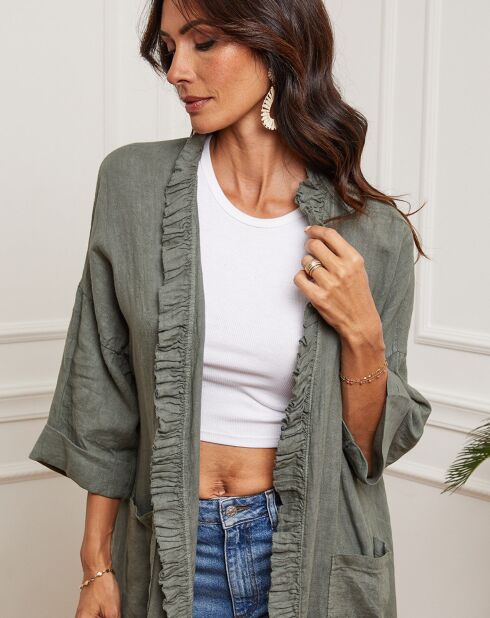 Kimono 100% Lin Hardy kaki