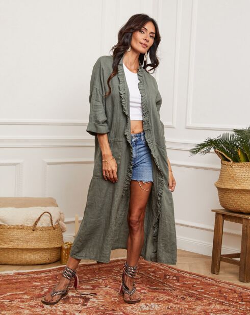 Kimono 100% Lin Hardy kaki