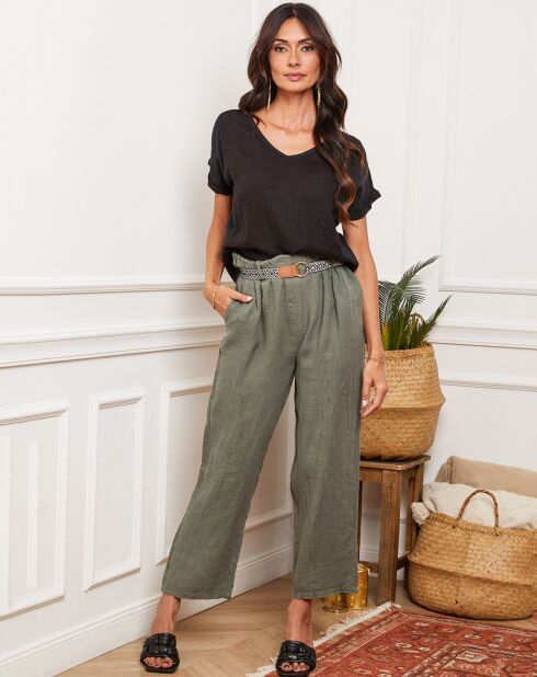 Pantalon 100% Lin Jarvis kaki