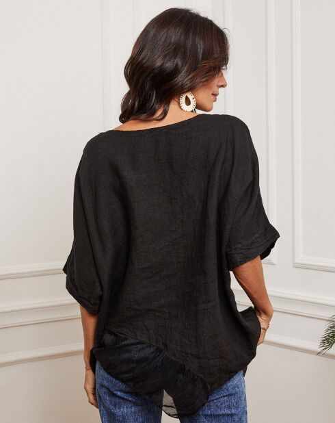 Blouse 100% Lin Kalon noire