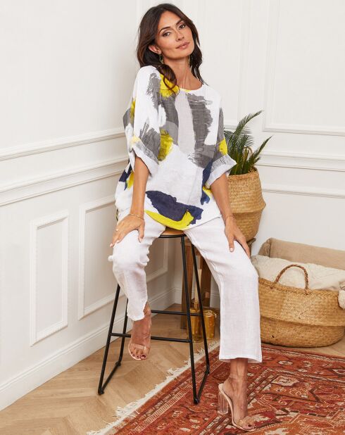 Blouse 100% Lin Krik blanche