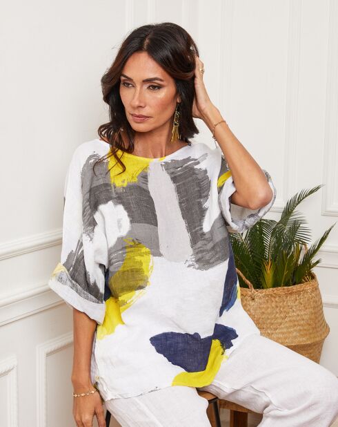 Blouse 100% Lin Krik blanche
