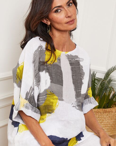 Blouse 100% Lin Krik blanche