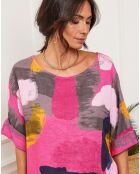 Blouse 100% Lin Krik fushia